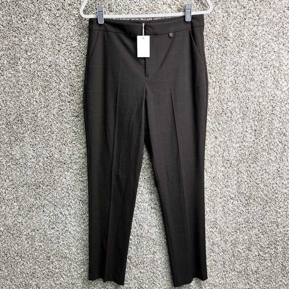 Ecru Dress Pants Women’s 8‎ Brown Plaid Tapered NWT